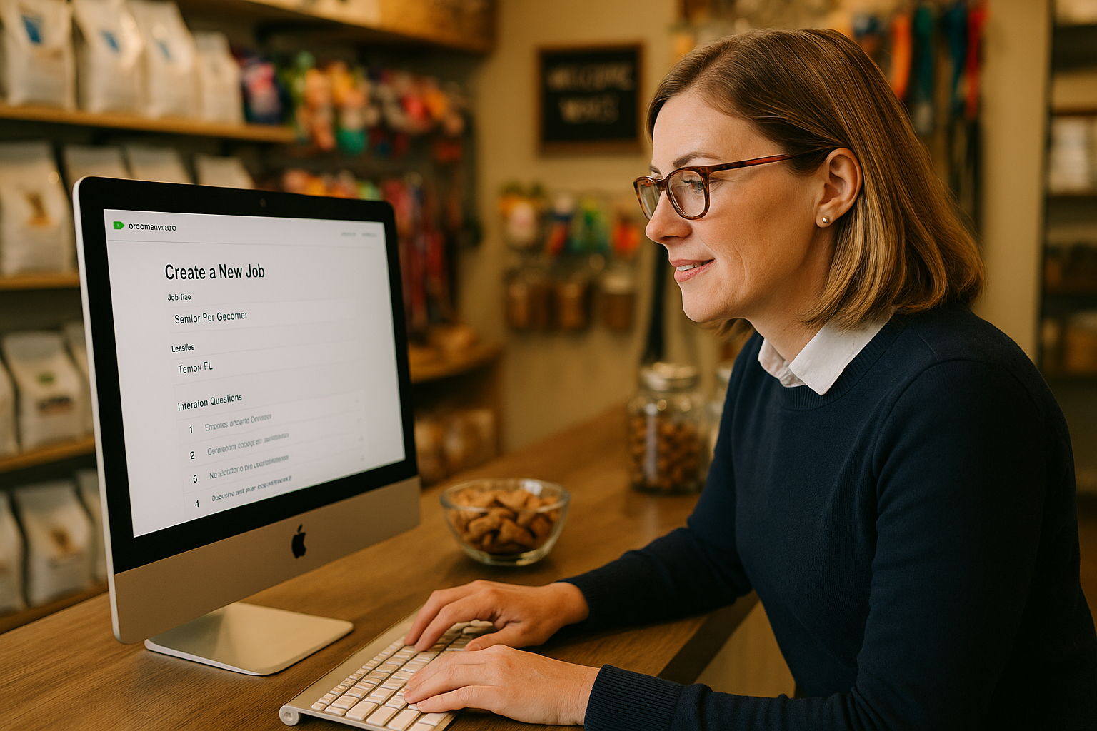 Shop owner creating a job posting on groomer.video